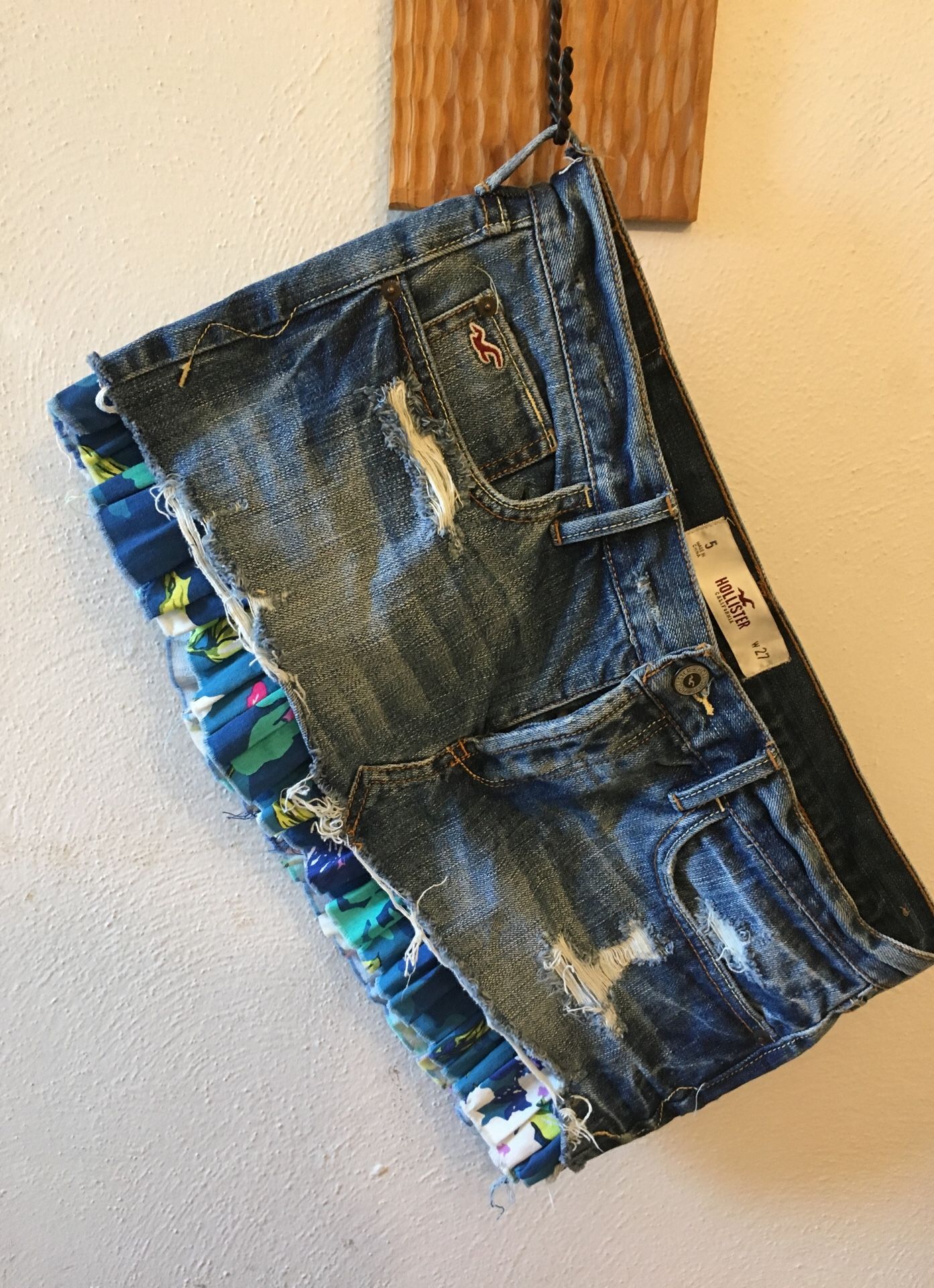 Hollister short jean skirt with floral petticoat 5