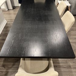 Black Dining  Table With Bench & Chairs