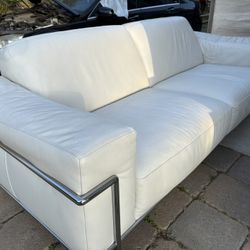 White Leather Couch 