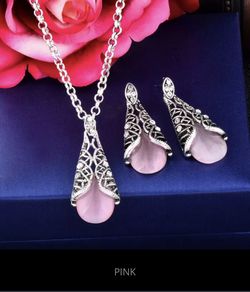 Sinleery pink vintage necklace set