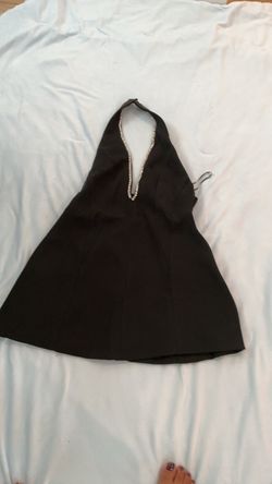 Black Halter Top with Pearl Neckline