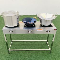 Stove 3 Burner Stainless Steel Outdoor Propane Cooking Equipment Pots Not Included Estufa De 3 Quemadores Ollas No Incluidas December Sale Only
