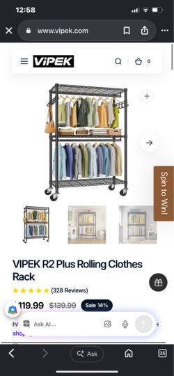 VIPEK R2 Plus Rolling Clothes Rack