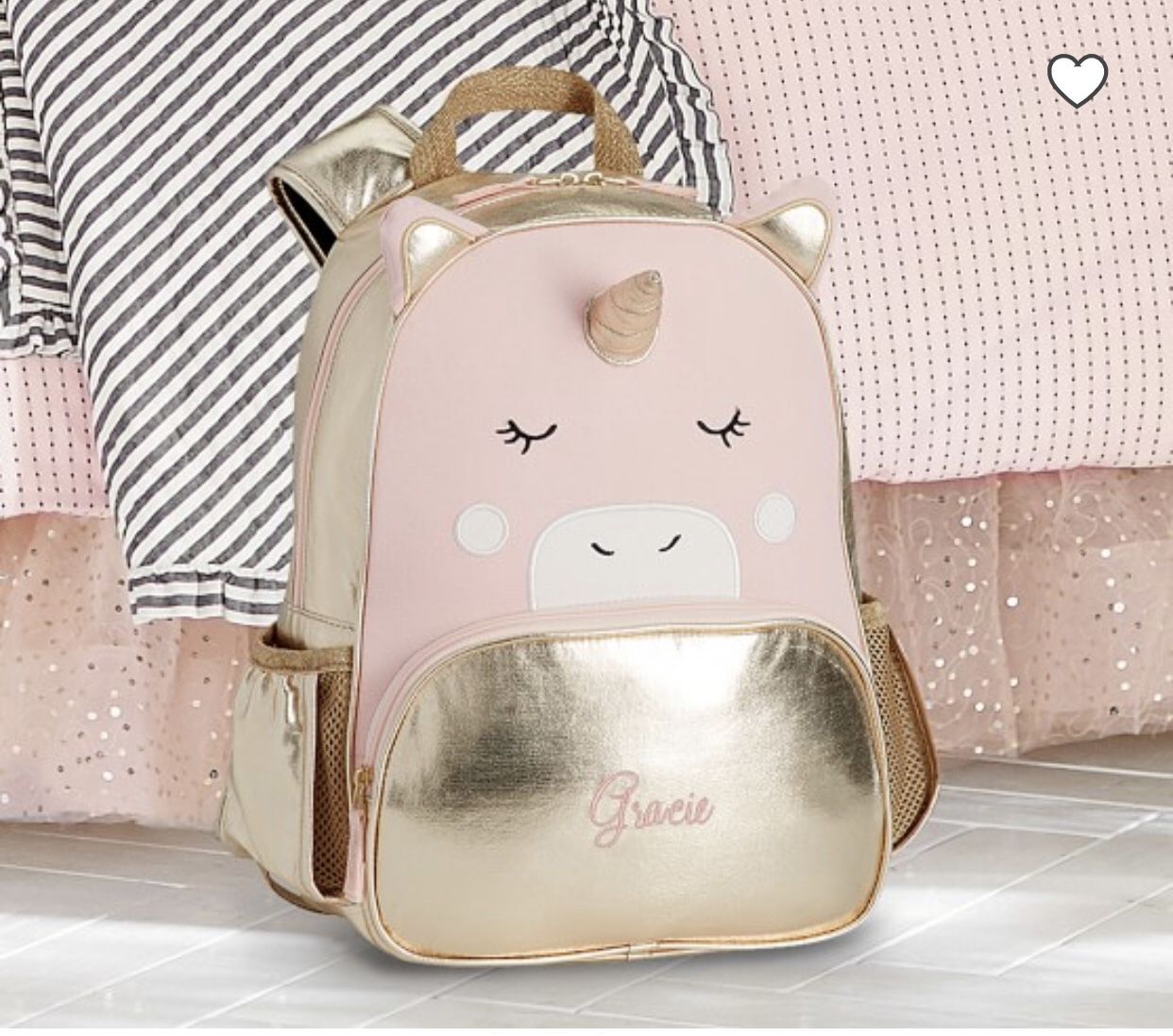 Pottery Barn Kids Emily & Meritt Gold Unicorn Critter Backpack