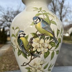 10” Spode Vase-Birds & Flowers