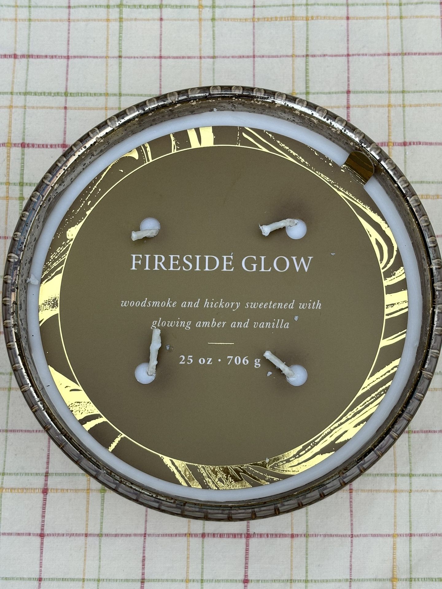 Threshold 4 wick Candle with gold mercury glass like holder