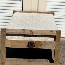 Twin Size Bed Frame Solid Wood And Mattress 
