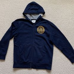 Old Navy boys uniform blue zip hoodie jacket large 10-12