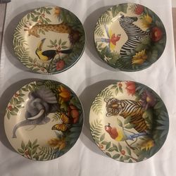 Safari Jungle Animal Stoneware Plates Set
