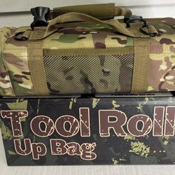 Roll Up Heavy Duty Tool Bag Organizer With Kickstand- Compact- Motorcycle Too
