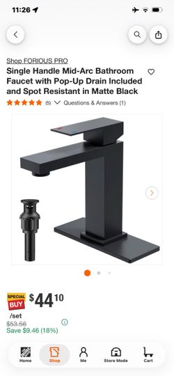 Forious Pro Matte Black Single Handle Bathroom Faucet