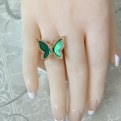Green Butterfly Ring, Size 7