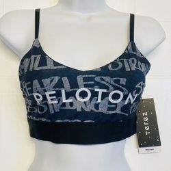 Peloton X Terez Stronger Fearless Sports Bra Unlined Pullover Size XS Black NEW