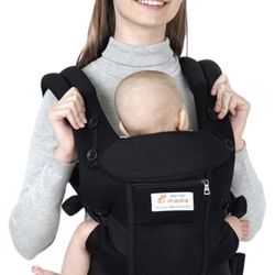 Baby Carrier, 360 All Carry Positions Soft Infant Carrier Front and Back with Hood and Neck Support,
