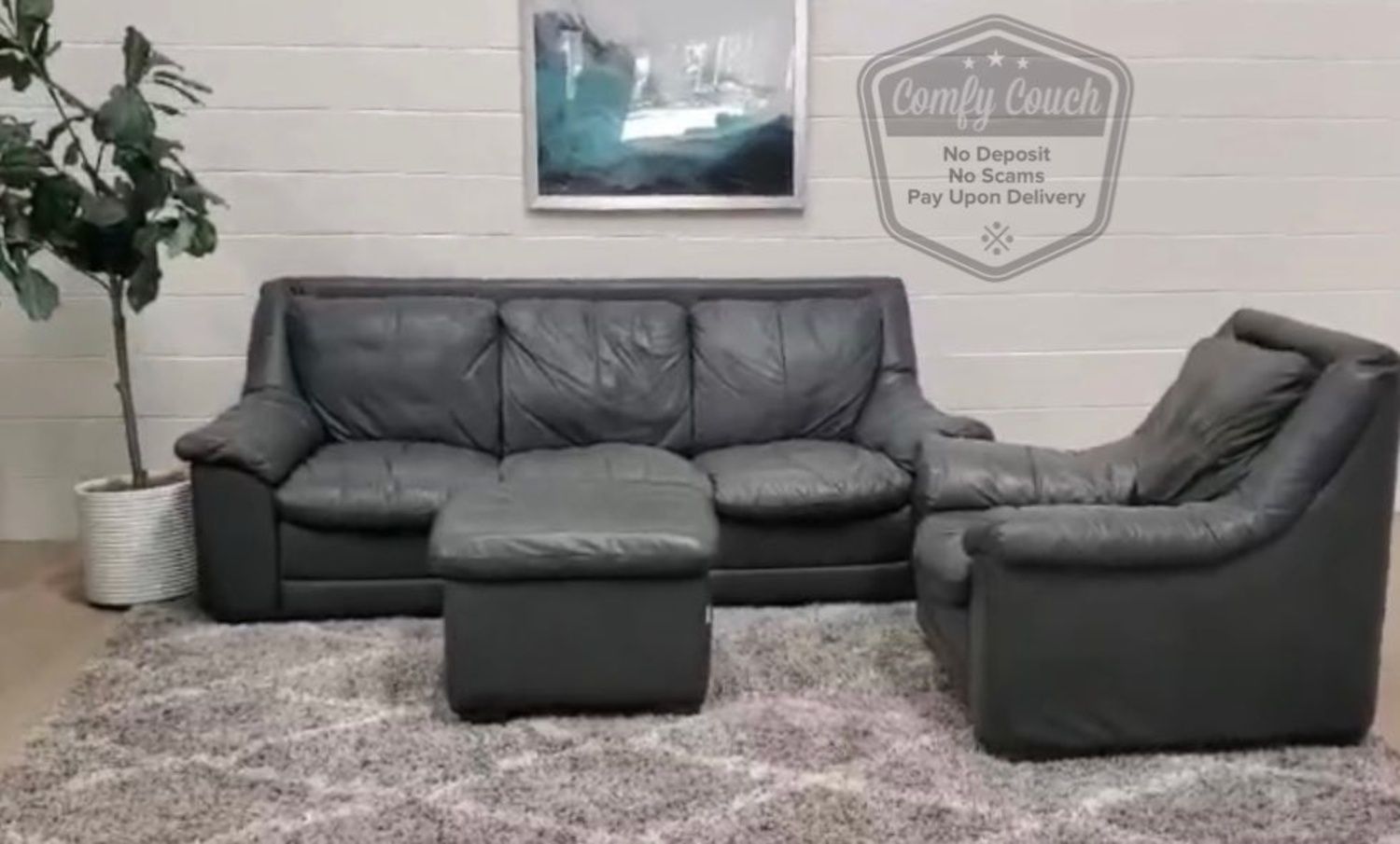 💎 Nicoletti Italian Leather Sofa Set w/ ottoman (Delivery Available!! )