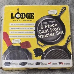 LODGE Cast Iron Seasoned Essential Skillet Set, 6 pc, Black, Pans, Cooking, NIB