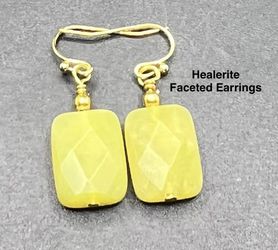 Healerite (Noble Serpentine) Genuine Faceted Stone Handmade Earrings