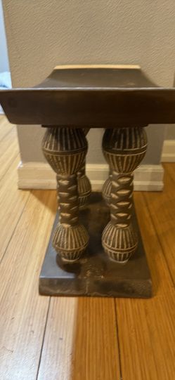 Carved Wood Accent Stool or Side Table