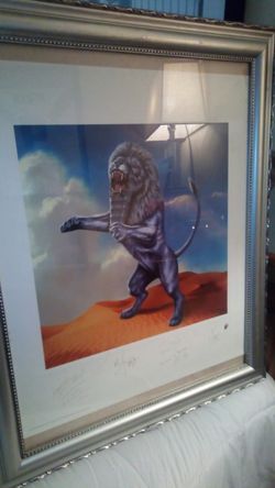 Rolling Stones sighned Bridges to babalon world tour framed lithagragh