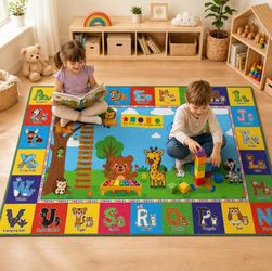 Ultra Non Slip ABC Rugs for Kids Playroom, 3’x5’ Washable Alphabet Floor Play Mat for Toddlers