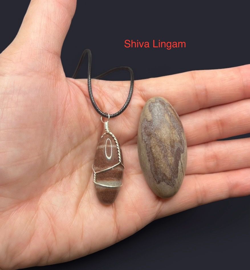 Shiva Lingam Stone & Pendant Necklace Set from India