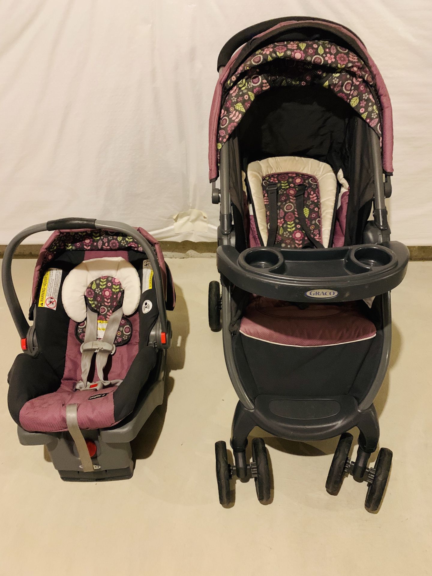 Baby car seat with stroller travel set