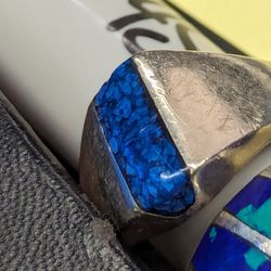 Lapis Lazuli Silver Men's Ring Size 12