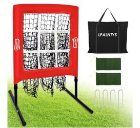 9 Hole Pitching Net with Strike Zone
And Portable Batting Tee for Baseball