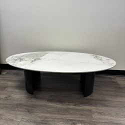 Modern Sintered Stone Oval Coffee Table (New – Minor Chip)