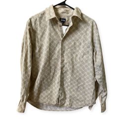Rare 90s Stussy Gucci Monogram Parody Button Up Medium