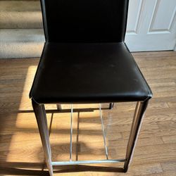 Set Of Four Leather Dining Bar Stools
