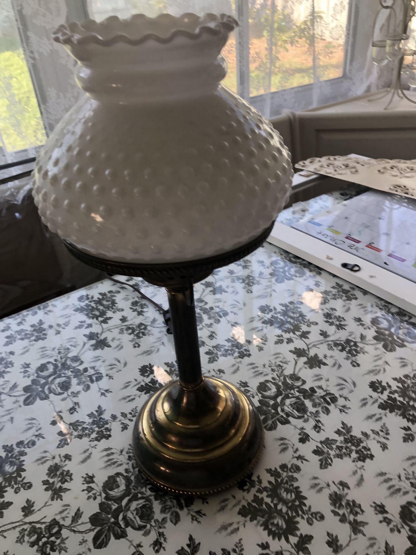 Milk glass table lamp antique $30