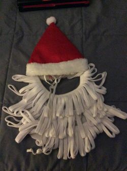 Dog or cat Santa hat and beard
