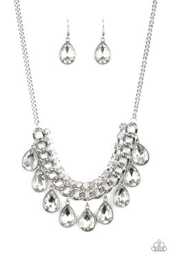 New necklace color silver with white stones