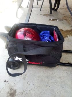 Bowling bag with ball and shoes