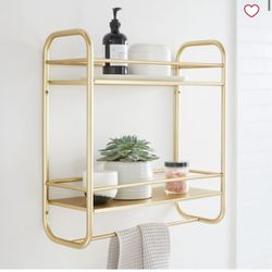 West Elm Deco Curve Metal Wall Shelf Antique Brass