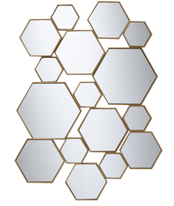 World Market Brass Hexagon Mirror Panels - Set of 2