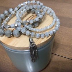 SET-4-STRETCH BEADED BRACELETS 