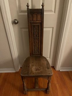 VINTAGE Oak Carved Hall Chair SCOTLAND 1930 Antique Beautiful!