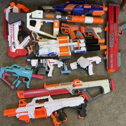 Large Nerf And Orbee Gun Lot (all Working)