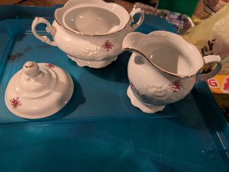 Vintage Wawel Poland Rose Garden Sugar and Creamer Set