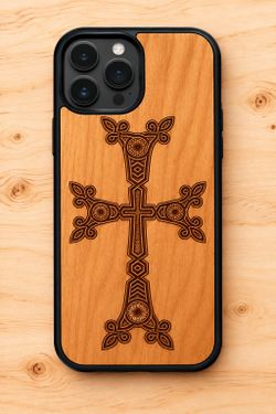 Armenian cross 
 design wood phone case for iPhone and Samsung galaxy