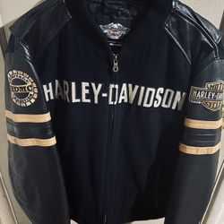 Harley Davidson Heritage Tradition Leather Motorcycle Jacket Men's XL Varsity 