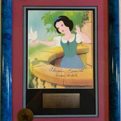 DISNEY ADRIANA CASELOTTI VOICE ACTOR SIGNED SNOW WHITE PRINT FRAMED WITH COA AND ORIGINAL RECEIPT OF 1994