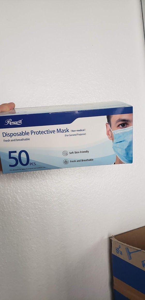 NEW 50 Disposable Blue Face Masks Mask facemasks blue NEW SEALED BOX Comes from a pet-free and smoke-free home. Trusted Seller = Buy with confidence