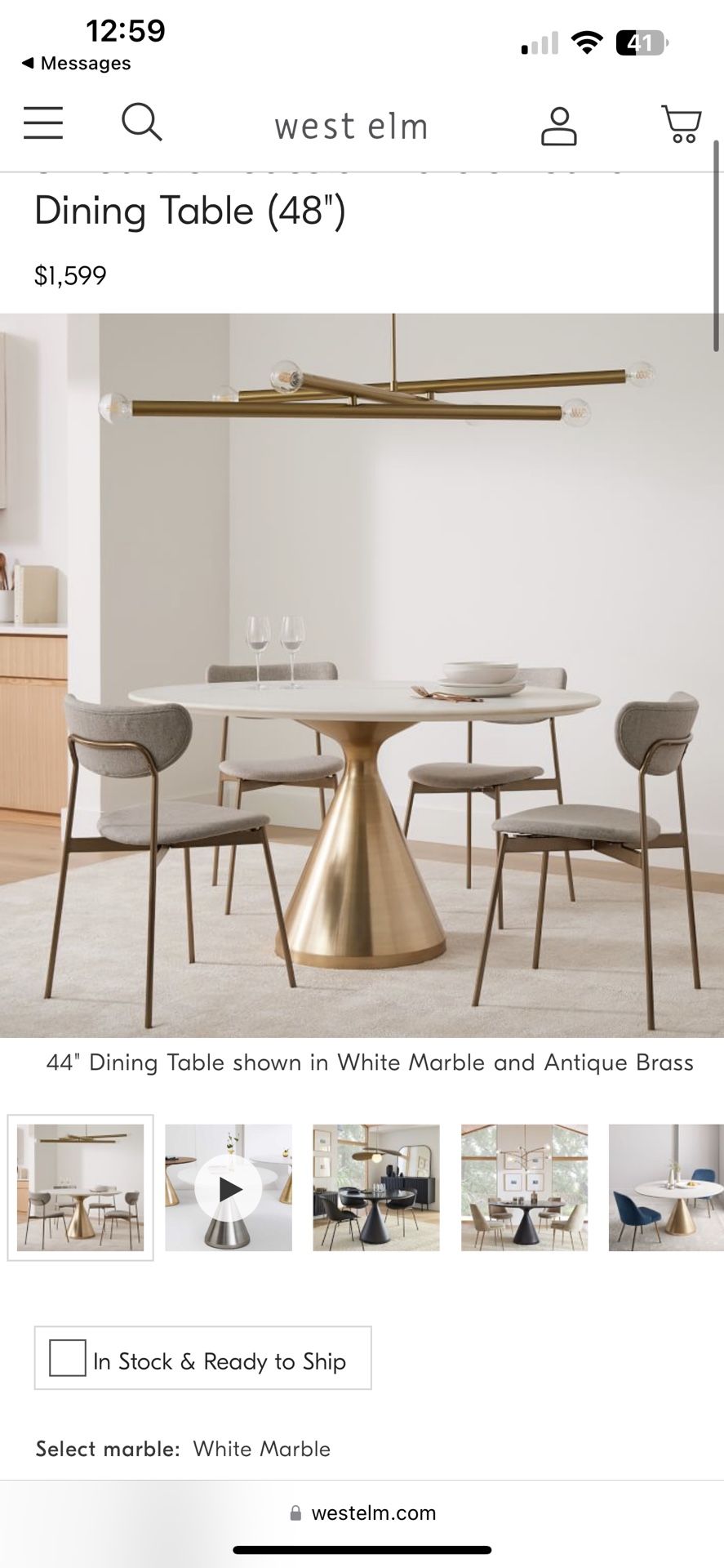 West Elm Marble Round Dining Table