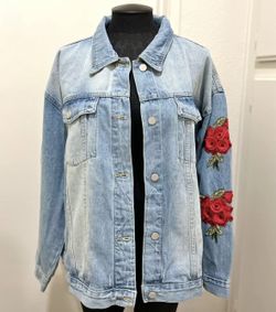 Denim Jacket With Embroidered Flowers