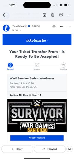 WWE Survivor Series WARGAMES Ticket