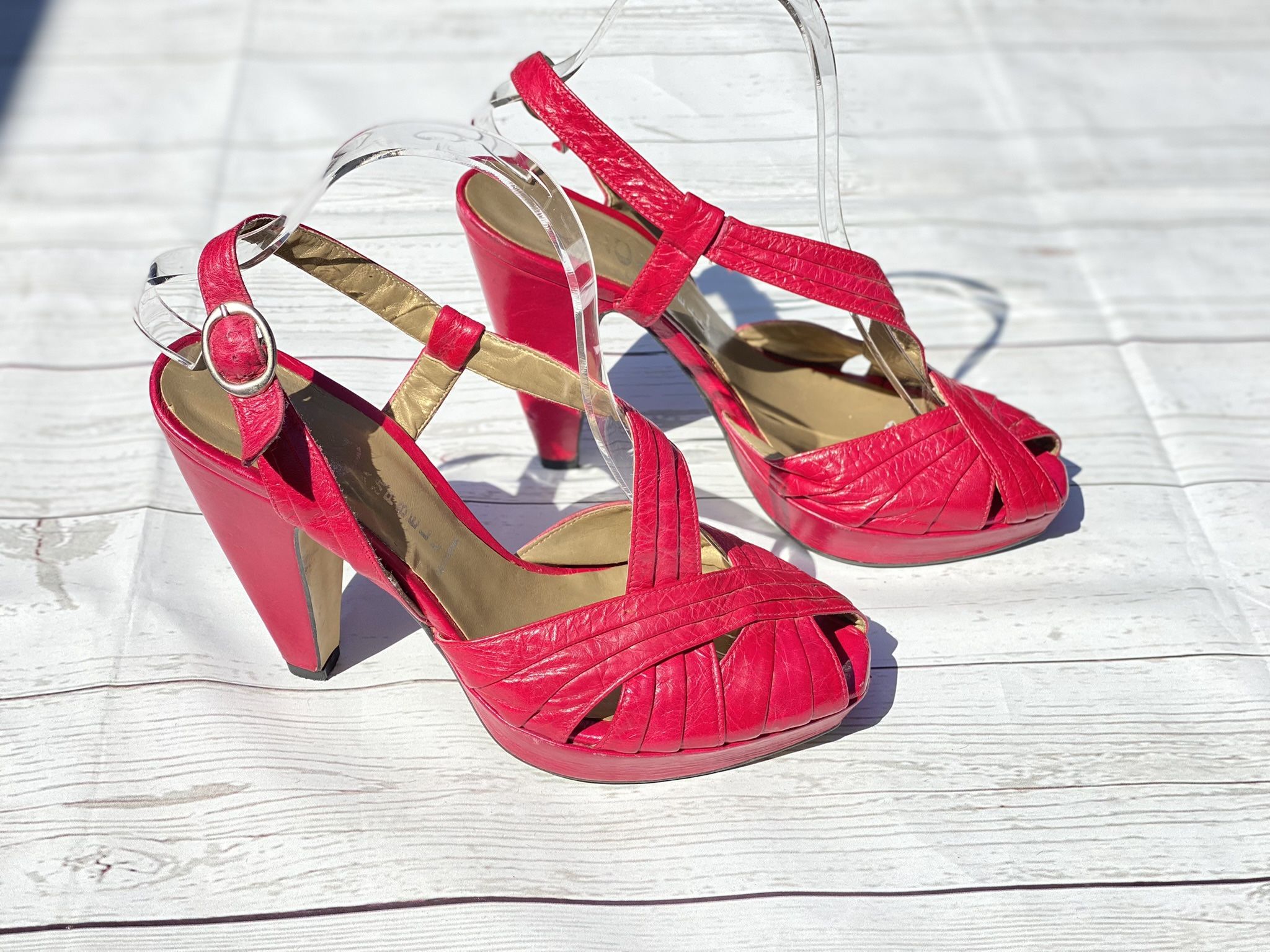 Jeffery Campbell Pink Leather Platform Sandal Heels Women’s Size 8.5 (39)