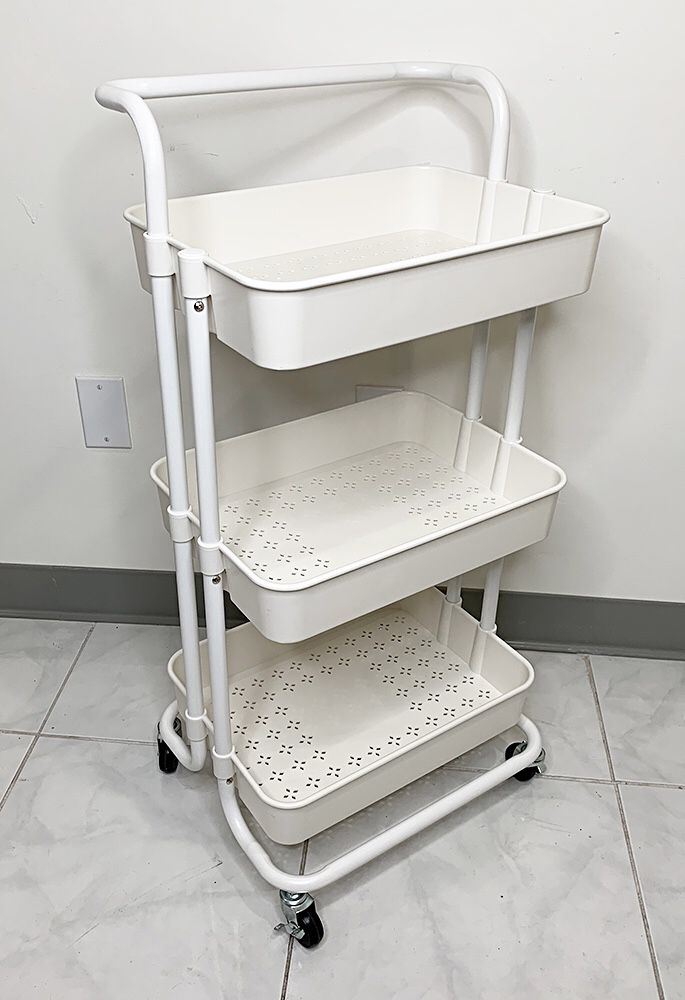 New $30 each 3-Tier Rolling Utility Cart Mobile Storage Oranizer Home Office 17x14x34” (2 Color)